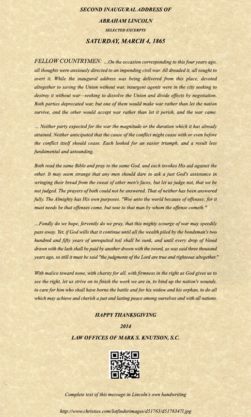Inaugural letter