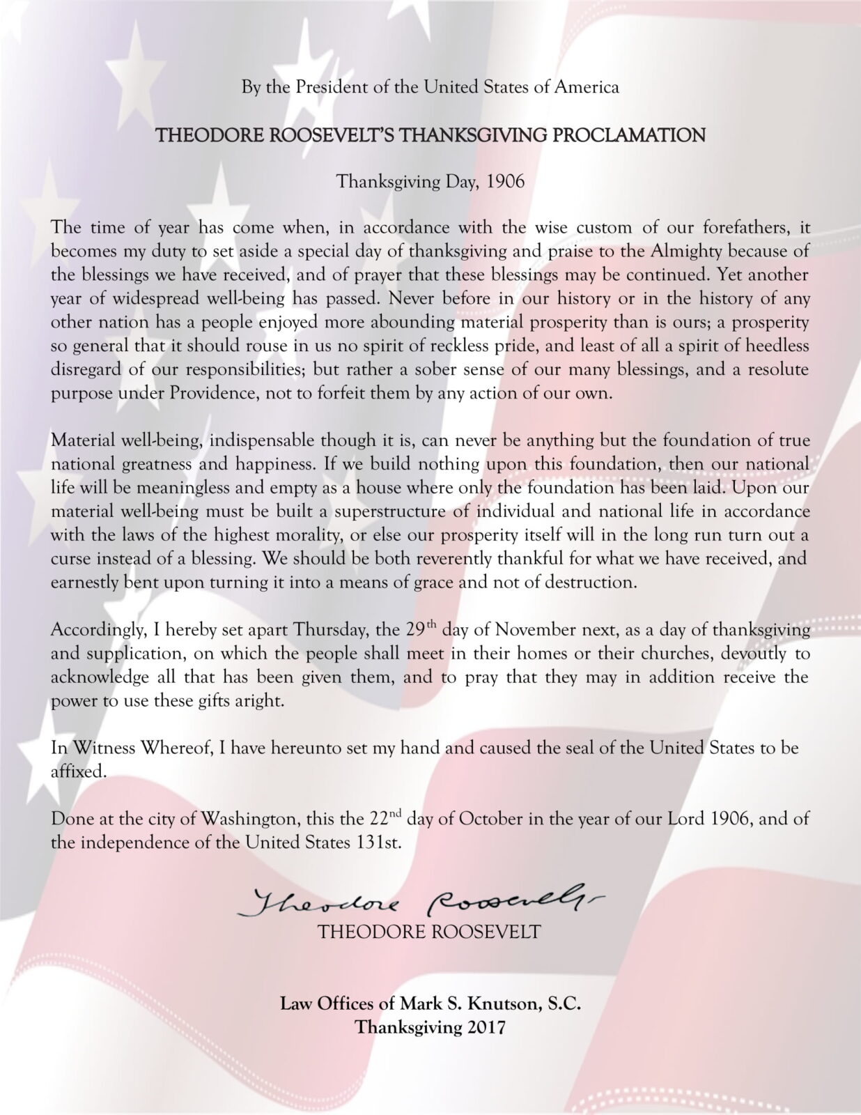 Thanksgiving proclamation